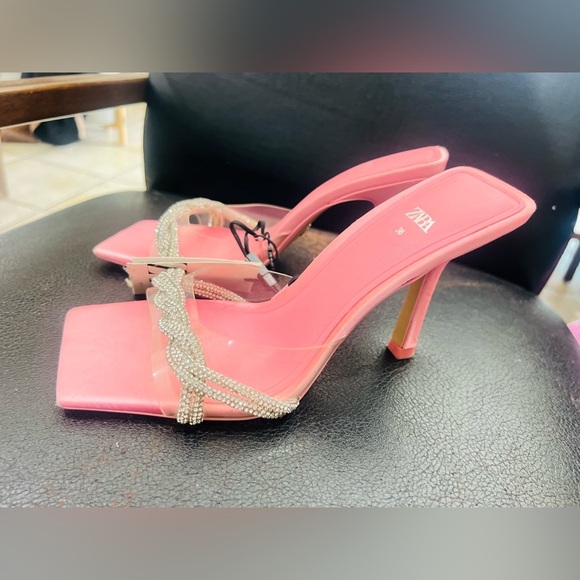 Zara rhinestone Vinyl high heel sandals 1324/010 size 36 - Picture 14 of 15